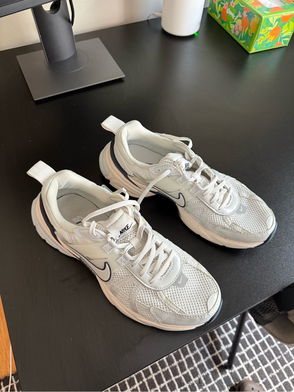 Nike Women’s Cream and Navy Chunky Casual Sneakers - Picture 3 of 4